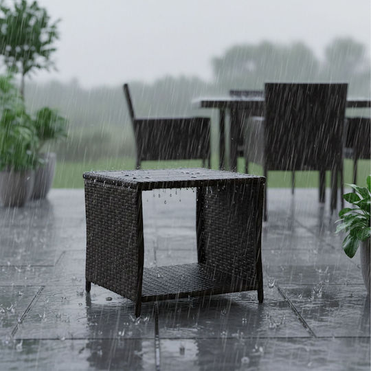 Table for Small Outdoor Spaces Rattan with Metal Frame Brown/Black Color 40x45x45cm