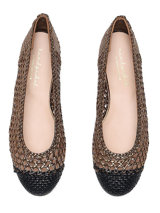 Leather Women's Ballerina Shoes Bronze