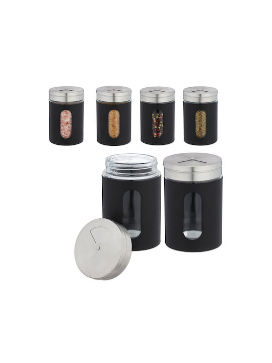 Relaxdays Gewürzgläser Glas Grau 6 Stück Relaxdays Gewürzgläser Glas Grau 6 Stück