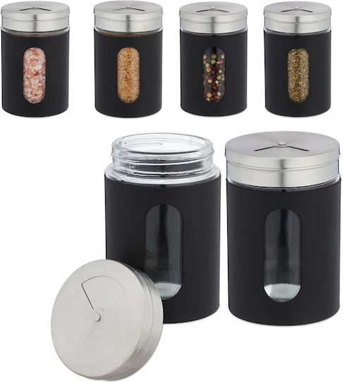 Relaxdays Gewürzgläser Glas Grau 6 Stück Relaxdays Gewürzgläser Glas Grau 6 Stück