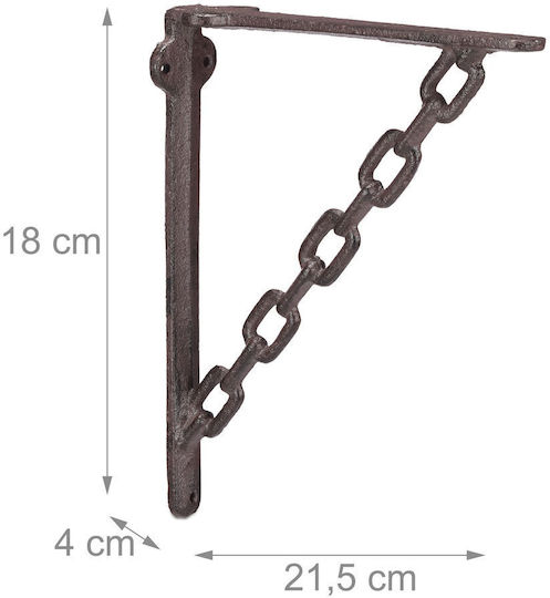 Relaxdays Raft De Colț Din Metalic Culoare Maro 180x215mm 2 Bucăți 10022947