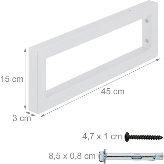 Relaxdays Raft De Colț Din Oțel Inoxidabil Alb 150x450mm 2 Bucăți 10051190_8102