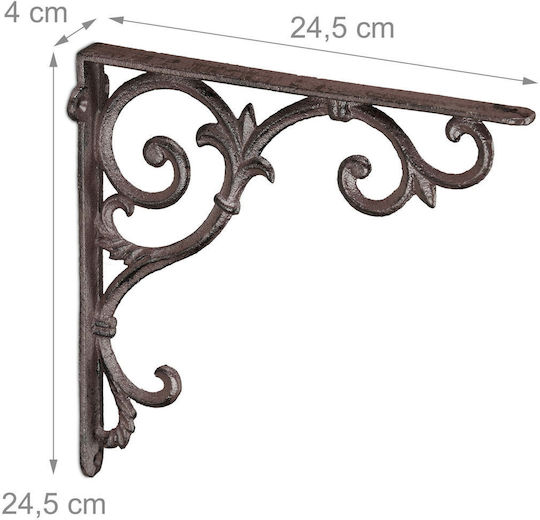 Relaxdays Raft De Colț Din Metal Maro 245x245mm 4 Bucăți 10050814_93