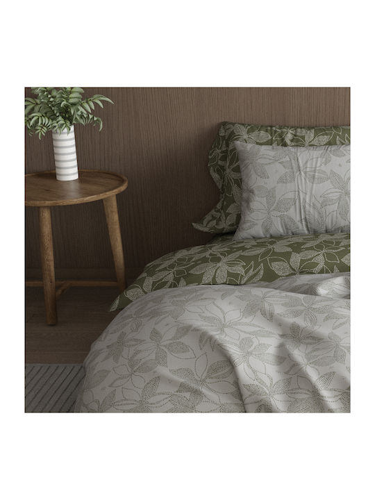 Charalambidis Textiles Krinus Bed Sheet King Size with Rubber Hugger 230x260cm Olive Green