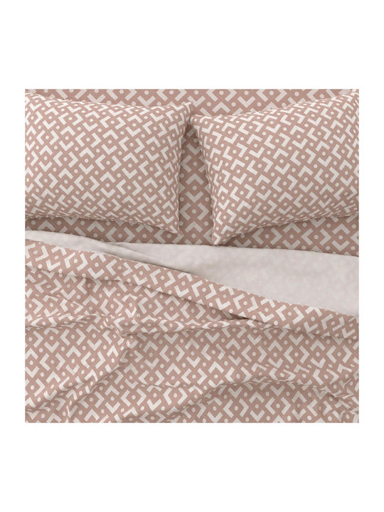 Astron Italy Chiara Set Bed Sheets King Size With Rubber Hugger 245x260cm Chocolat 4 Pieces
