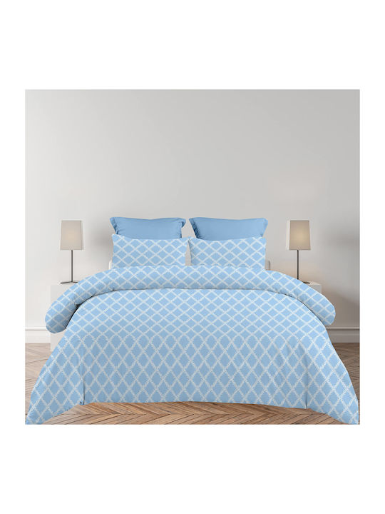 Astron Italy Lucia Super-Double Bed Sheets Set 245x260cm Lucia Blue 4 Pieces