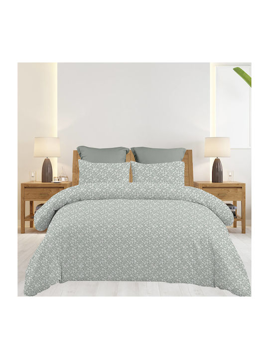 Astron Italy Emily Set Bed Sheets King Size With Rubber Hugger 245x260cm Olive 4 Pieces