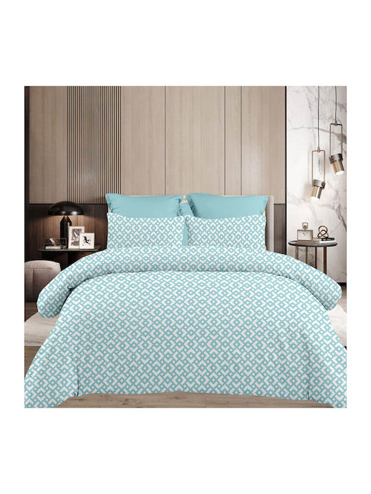 Astron Italy Chiara Double Bed Sheets Set With Rubber Hugger 160x200+40cm Petrol Blue 4 Pieces