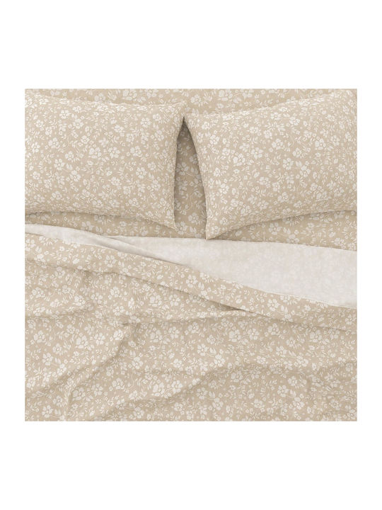 Astron Italy Emily Set Double Bed Sheets With Rubber Hugger 160x200+40cm Beige 4 Pieces