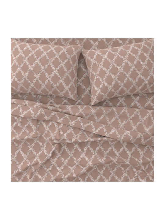 Astron Italy Lucia Set Bed Sheets King Size With Rubber Hugger 245x260cm Olive 4 Pieces
