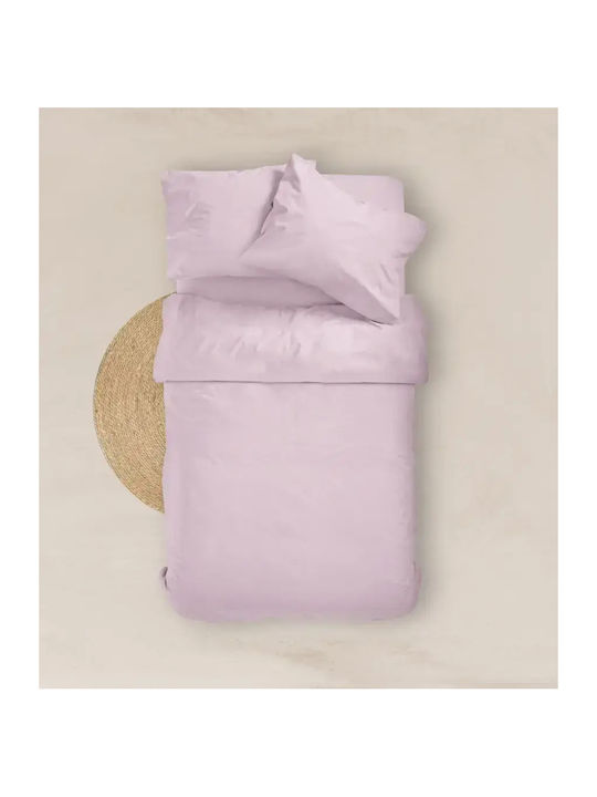 Borea Solid Single Bed Sheet With Rubber Hugger 100x200+25cm Pink