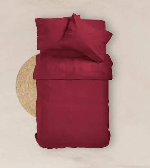 Borea Solid Single Bed Sheet With Rubber Hugger 100x200+25cm Burgundy