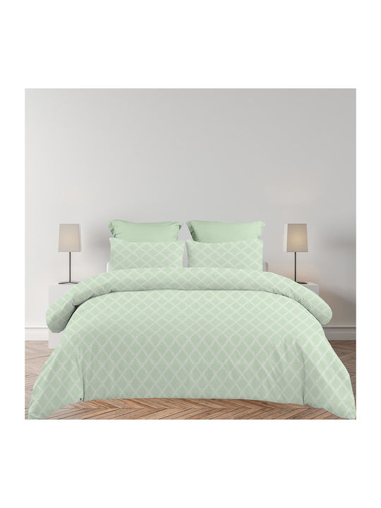 Astron Italy Lucia Super-Double Bed Sheets Set 240x260cm Olive 4 Pieces