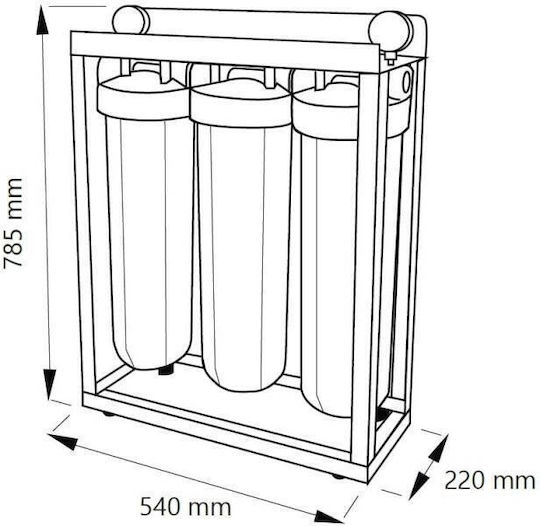 Aqua Filter Big Blue Συσκευή Φίλτρου Νερού Τριπλή Κεντρικής Παροχής Διατομής 1'' με Ανταλλακτικό Φίλτρο BBPSCSTCBLP20