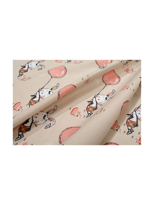 Dimcol Baby Bettlaken Für Krippe Baumwolle Angepasst Floating Bunny 714 Beige 70x140cm