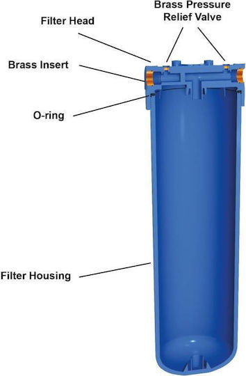 Aqua Filter Big Blue Устройство За Филтриране На Вода Двойно За Централно Снабдяване С Диаметър 1'' С Резервен Филтър BBCSTCBLP20