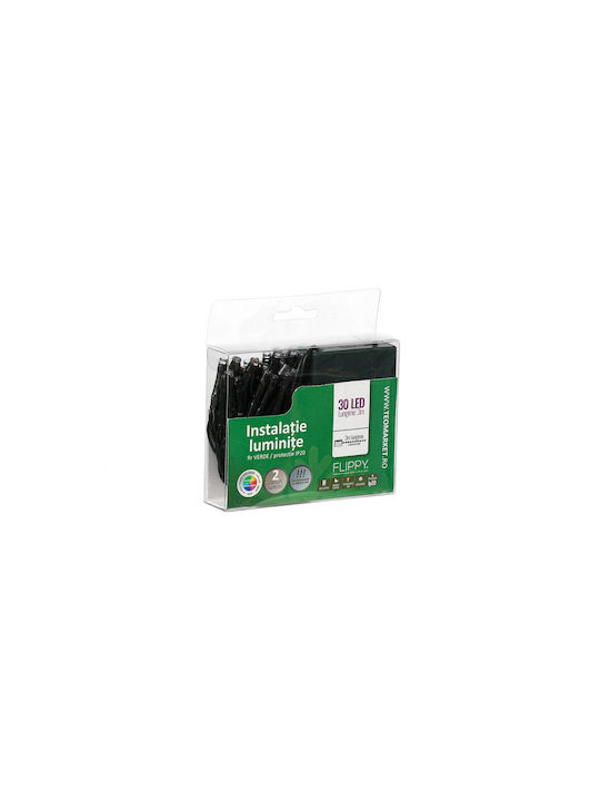 30 LED Weihnachtsbeleuchtung 3m Grüne Batteriebetriebene Reihe 2Stück