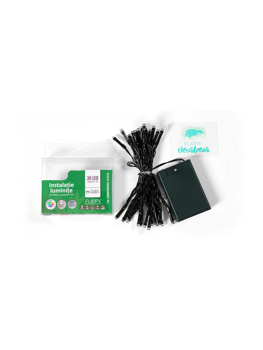 30 LED Weihnachtsbeleuchtung 3m Grüne Batteriebetriebene Reihe 2Stück