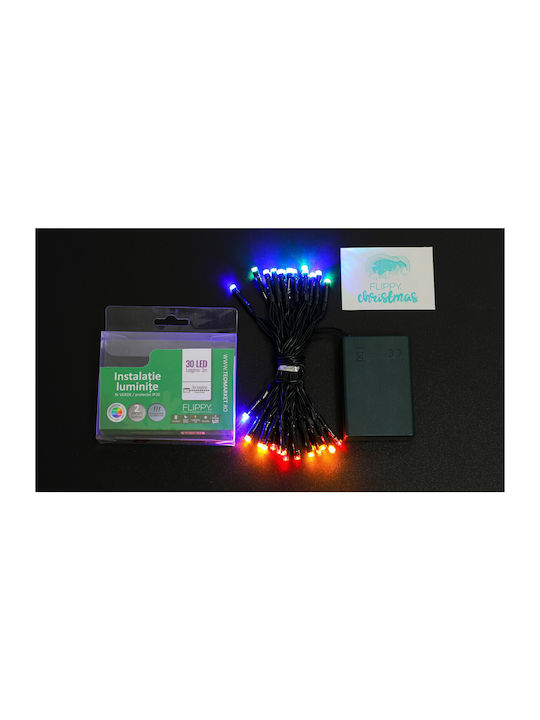 30 LED Weihnachtsbeleuchtung 3m Grüne Batteriebetriebene Reihe 2Stück