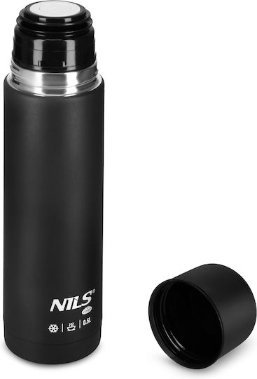 Nils Glass Thermos Stainless Steel BPA Free 500ml Black