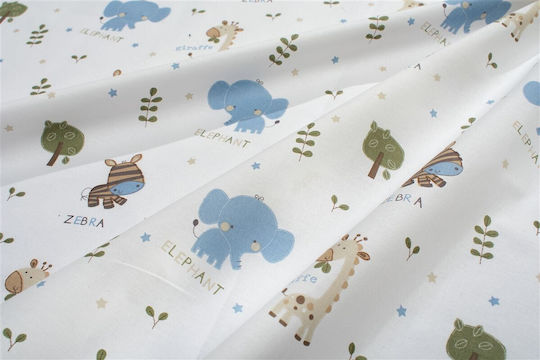 Dimcol Baby Bettlaken Happy Safari 711 Weiß 70x140cm