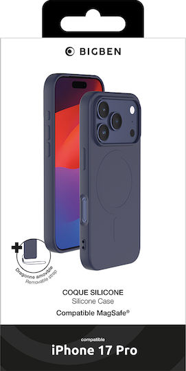 Bigben Husa Iphone 17 Pro Compatibil Cu Magsafe Din Silicon Moale Cu Finisaj Soft Touch Albastru Închis