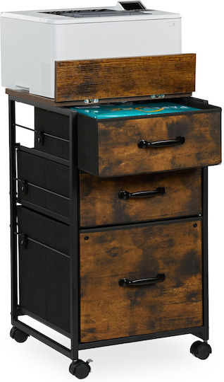 Office Storage Drawers & Cabinets Wooden with Wheels Brown/Black 40x40x68cm