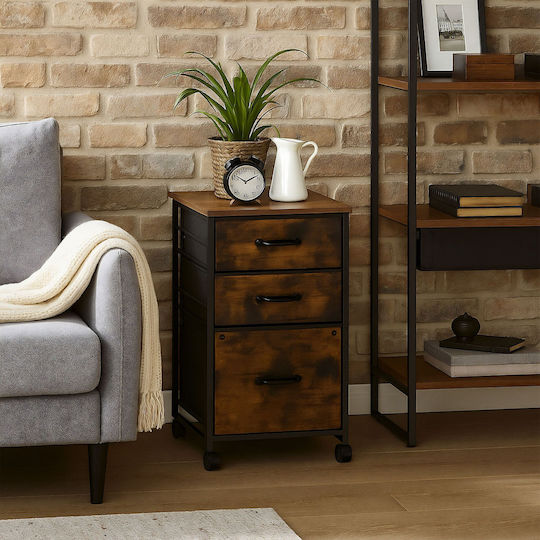 Office Storage Drawers & Cabinets Wooden with Wheels Brown/Black 40x40x68cm