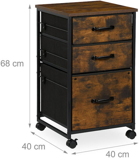 Office Storage Drawers & Cabinets Wooden with Wheels Brown/Black 40x40x68cm