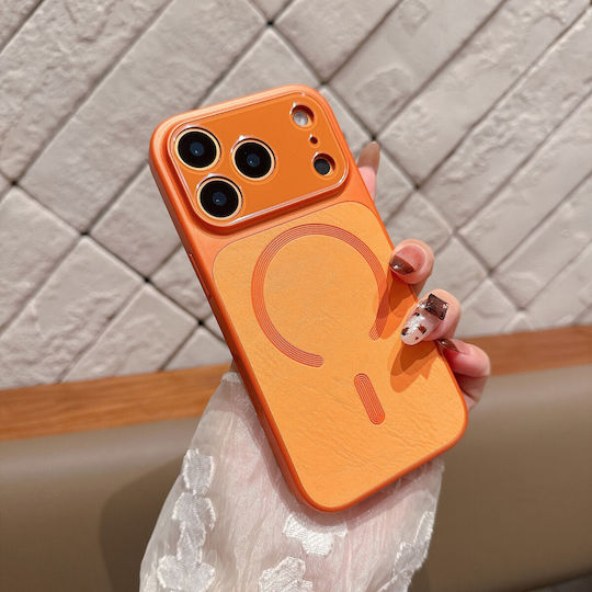 Matte Magnetic Case Flippy Compatible Iphone 17 Made Tpu Pc Eco Leather Orange