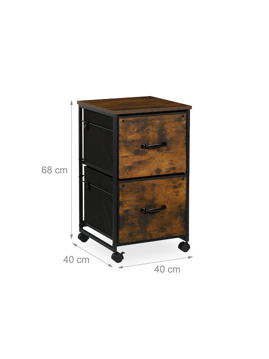 Büroaufbewahrungsschublade aus Holz mit Rädern Braun/Schwarz 40x40x68cm