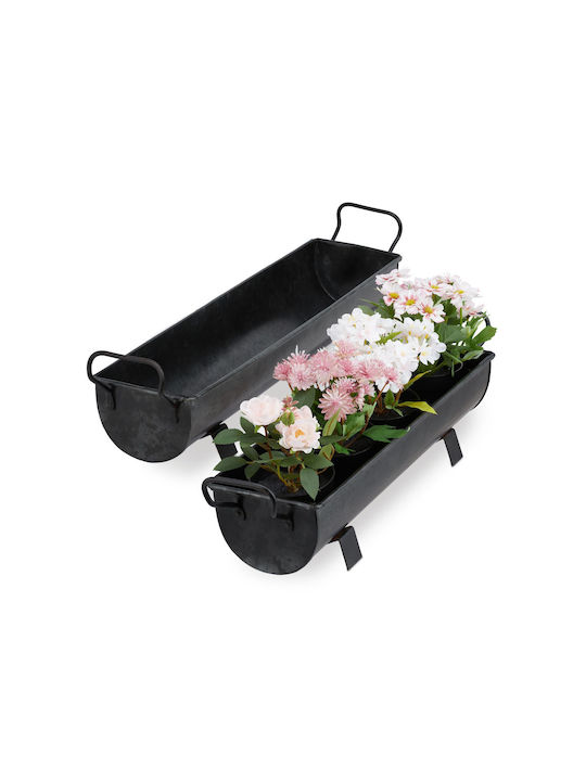 Relaxdays Set Aus 2 Pflanzgefäßen Anthrazit Relaxdays Set Aus 2 Pflanzgefäßen Anthrazit