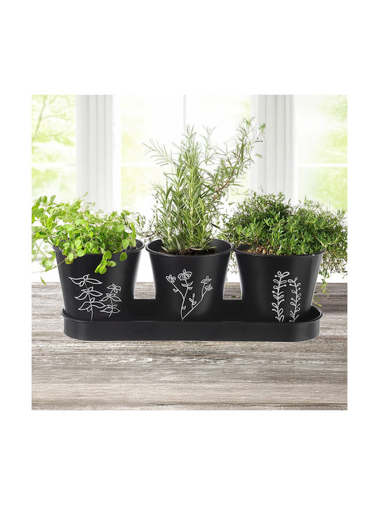 Orion Set of 4 Blackline Flower Pots with Saucer