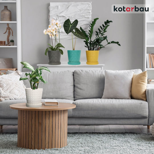 Kotarbau Γλάστρα Πήλινη White με Πιάτο 13x13εκ.