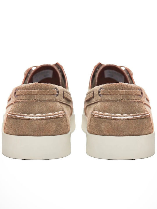 Suede Men's Boat Shoes in Beige Colour