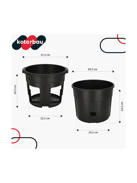 Kotarbau Set of 4 Plastic Black Flower Pots