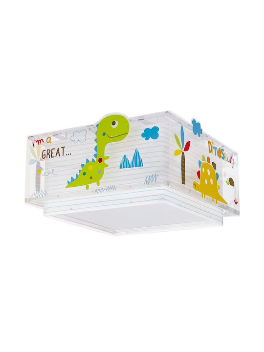 Ango Dinos Einfaches Licht Kinderzimmer-Deckenleuchte aus Kunststoff 15W mit E27 Sockel Hellblau 30x30cm
