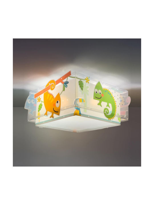 Ango Happy Jungle Single-Light Kids Ceiling Light Mount Ceiling Light Made of Plastic with E27 Socket Light Blue 30x30cm