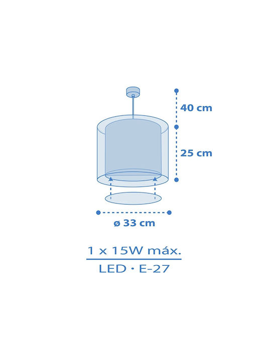 Ango Kids World Single-Light Kids Ceiling Light Hanging Made of Plastic 15W with E27 Base Blue 33x25cm