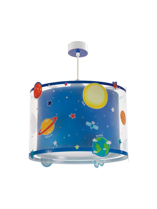 Ango Planets Single-Light Kids Ceiling Light Hanging Made of Plastic 15W with E27 Base Light Blue 35cm