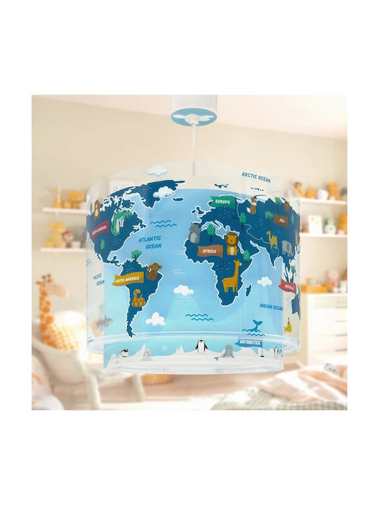 Ango Kids World Single-Light Kids Ceiling Light Hanging Made of Plastic 15W with E27 Base Blue 33x25cm
