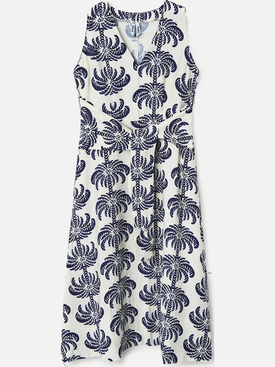 Summer Midi Dress Blue White