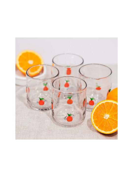 Koart Orange Glas Brillen Set in Orange Farbe 420ml KOART-ORANGE-Set 4Stücke