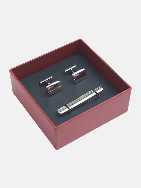 Hugo Μανικετόκουμπα Clip Γραβάτας Σειράς Liberty Set 50523101 040 Silver