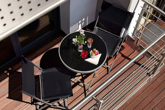 Garten- und Outdoor-Möbelsets für kleine Außenbereiche Victoria 3 Stück Schwarz