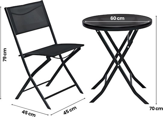 Garten- und Outdoor-Möbelsets für kleine Außenbereiche Victoria 3 Stück Schwarz