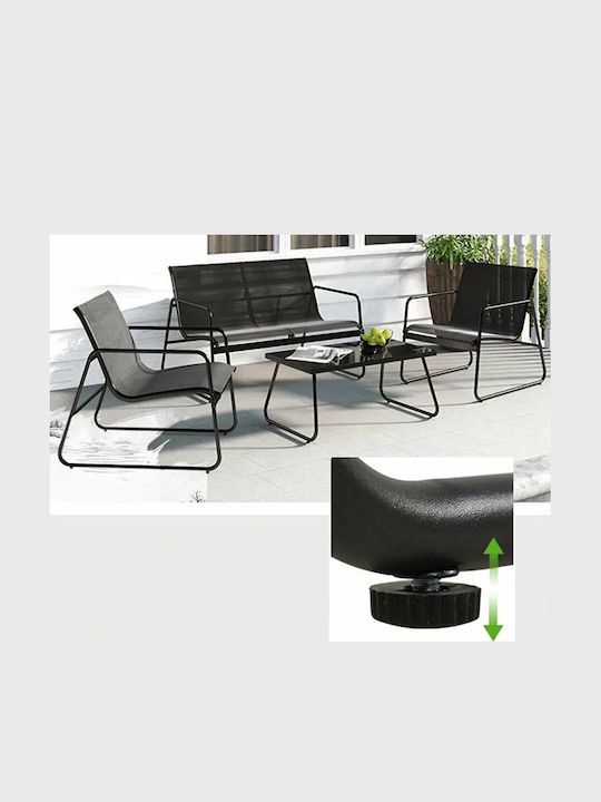 Velo 4 Pieces Outdoor Living Room Set Black