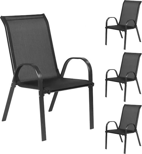 Καρέκλα Best Μαύρος 4τμχ 54x76x90εκ.