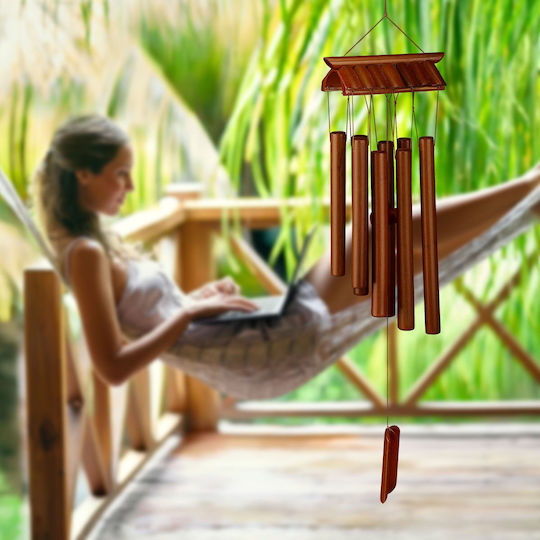Relaxdays Clopoțel Vânt Bambus Maro 62x15x8 Cm