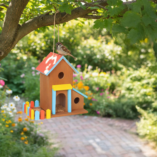 Hrănitoare De Păsări Din Lemn Relaxdays Casă Colorată În Formă De 20x15x25cm